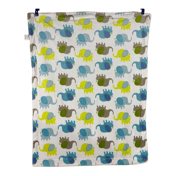Elephant Baby Blanket Sherpa Green Blue Gray Sam Salem & Son Blankets & Beyond - Picture 1 of 6
